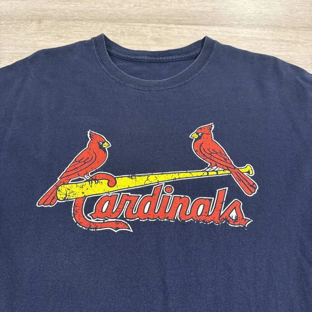 St. Louis Cardinals Shirt Men's Blue Baseball Flag Short Sleeve XL Tee